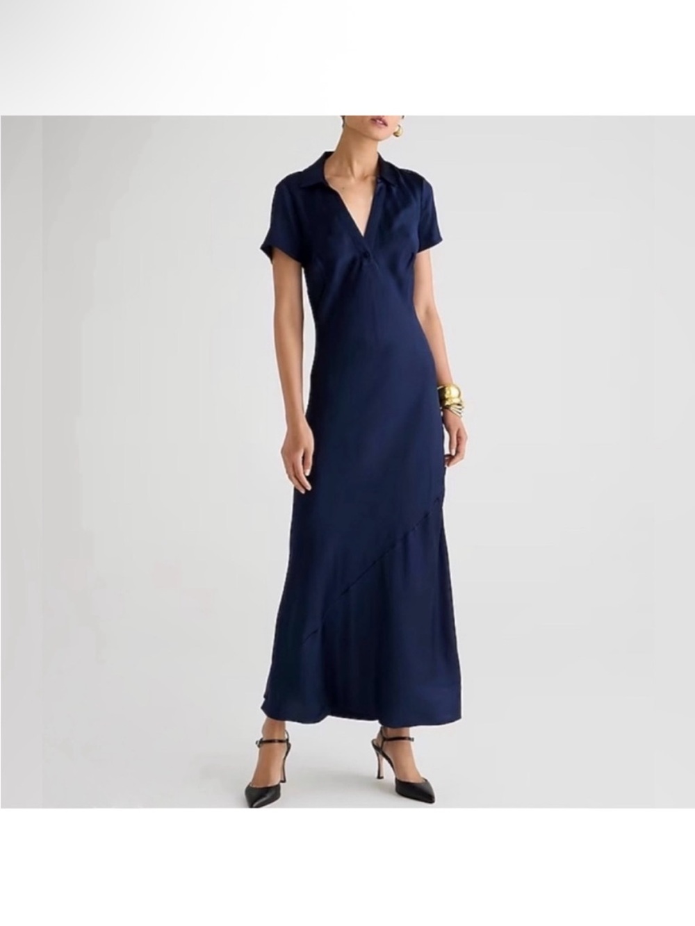 Jcrew short sleeve maxi slip dress in luster crepe size 6